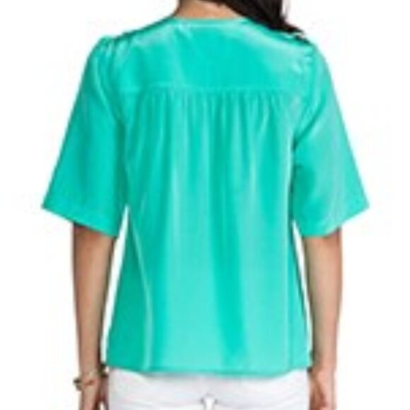 Amanda Uprichard Button-down Shortsleeve Courtney Top Mint Green XS - Picture 3 of 4